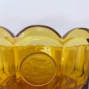 Fostoria amber glass dot coin bowl